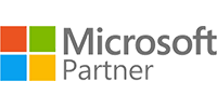 Logo of microsoft partners & certifications featuring a four-colored square next to the words "microsoft partner" in gray.