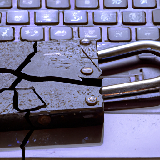 IT Support: A broken padlock on a laptop requiring IT support.