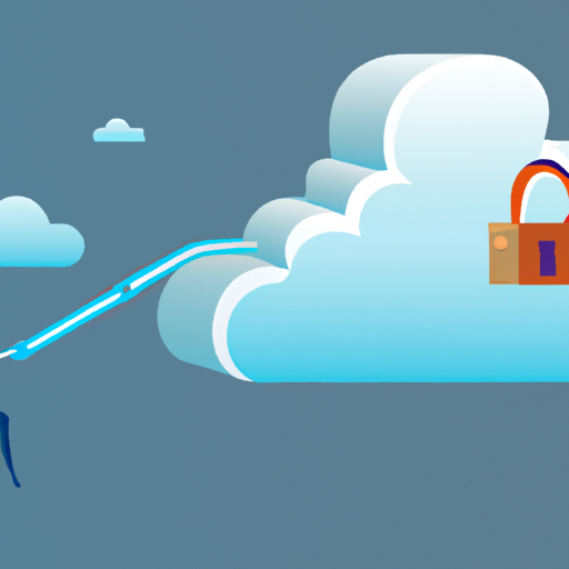 A man is holding a padlock in the cloud.