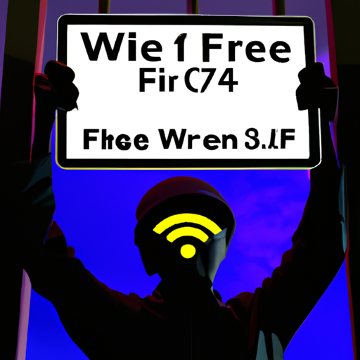A man providing IT consulting by holding up a sign that says wifi 1 free fc4.
