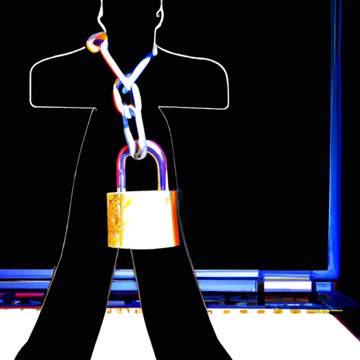 A man holding a laptop padlock, symbolizing the importance of network security in IT consulting.