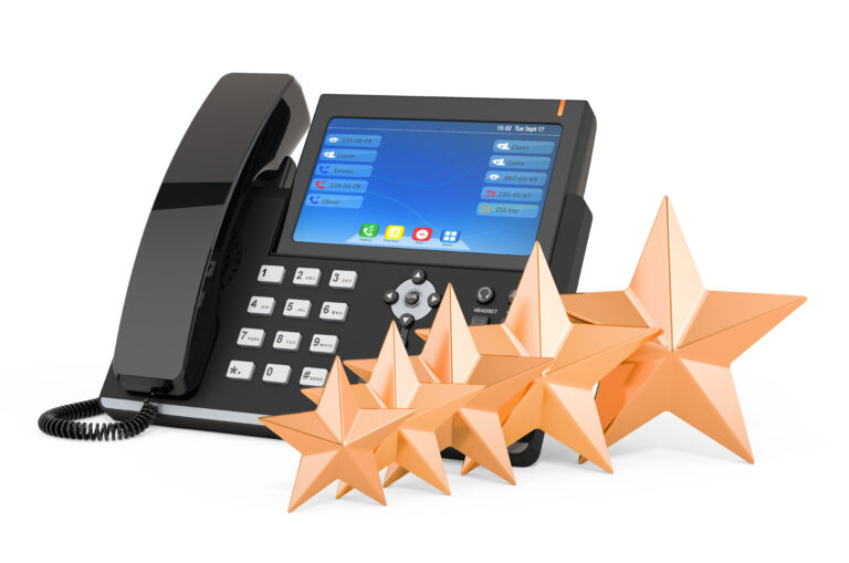 A phone with the best voip features and a star next to it.